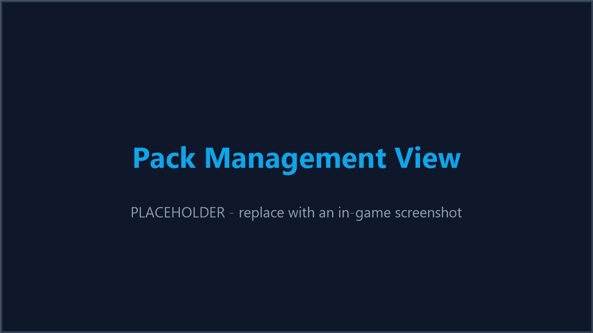 The in-game pack-management view, showing loaded packs and how many entries each contributes per content type.